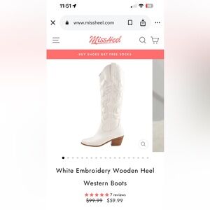 White Embroidered Western Boots